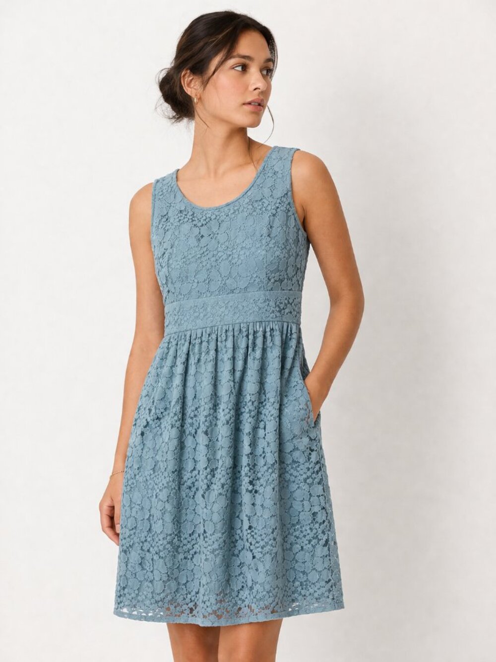 like NEW Loft Robin's egg blue lace overlay dress Zipper back size 8
